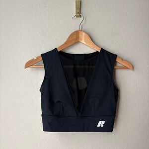 Forme Power Bra Black Mesh Plunge Posture Correcting Sports Bra Size Small